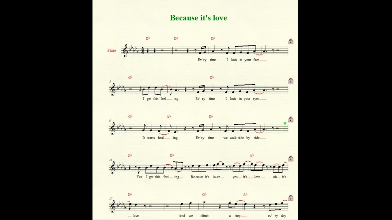 Because It's Love - The Kelly Family - karaoke, sheet music for flute, violin, backing track
