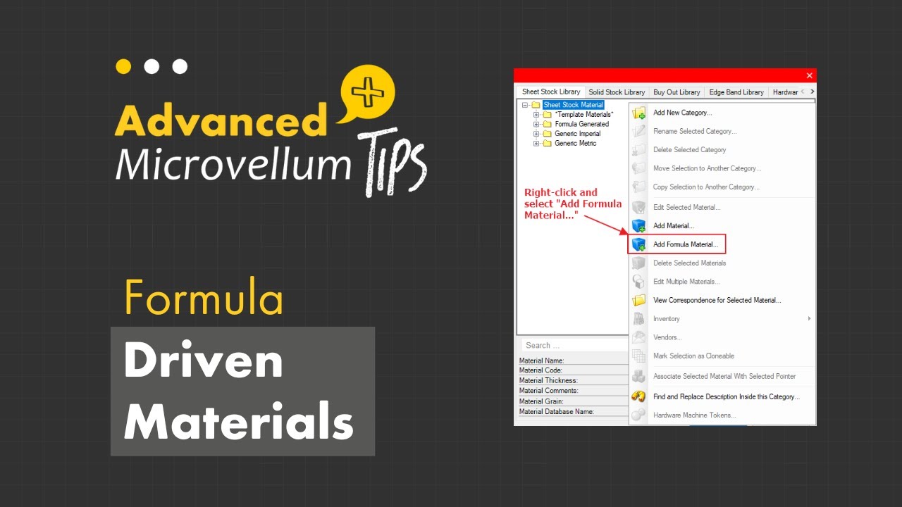 Advanced Microvellum Tips: Formula Driven Materials