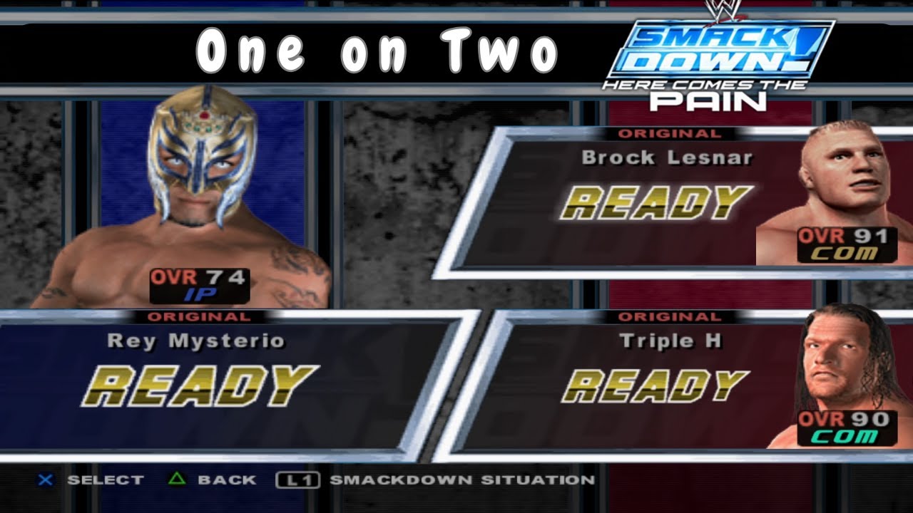 Rey Mysterio vs Brock & HHH | 1 Vs 2 | Ps2 Game | Smackdown #smackdown #smackdownpain #ps2 #ps2games