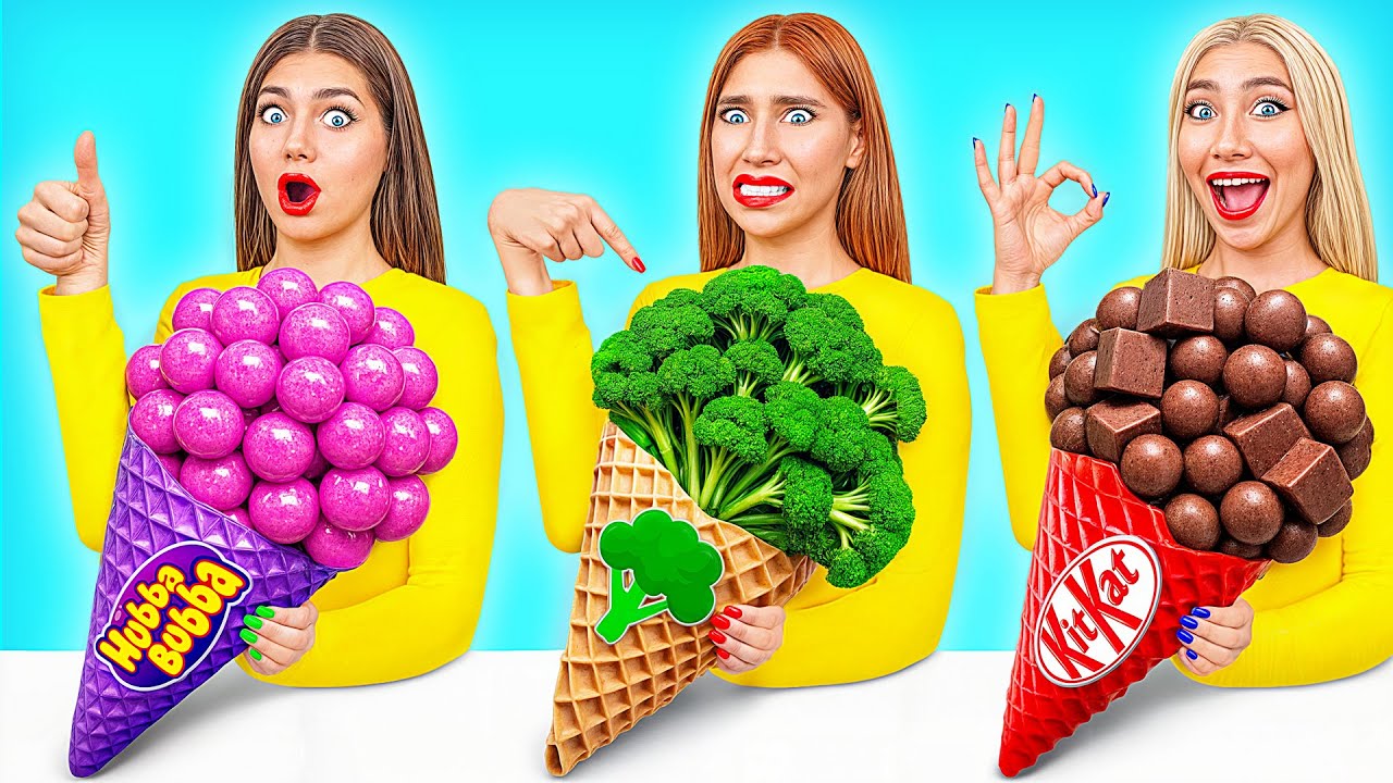 Gummy Food, Real Food vs Chocolate Food Challenge by Candy DO