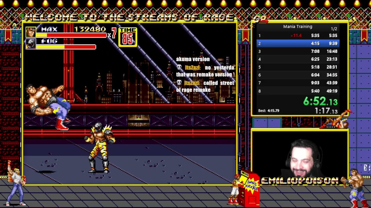 Streets OF Rage 2 Max Mania Runs, the only one alive playing OG