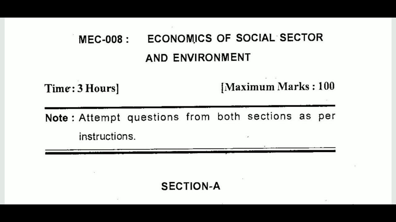 IGNOU MEC-008 ECONOMICS OF SOCIAL SECTOR AND ENVIROENT, M.A ECONOMICS,  QUESTION PAPER DECEMBER 2019