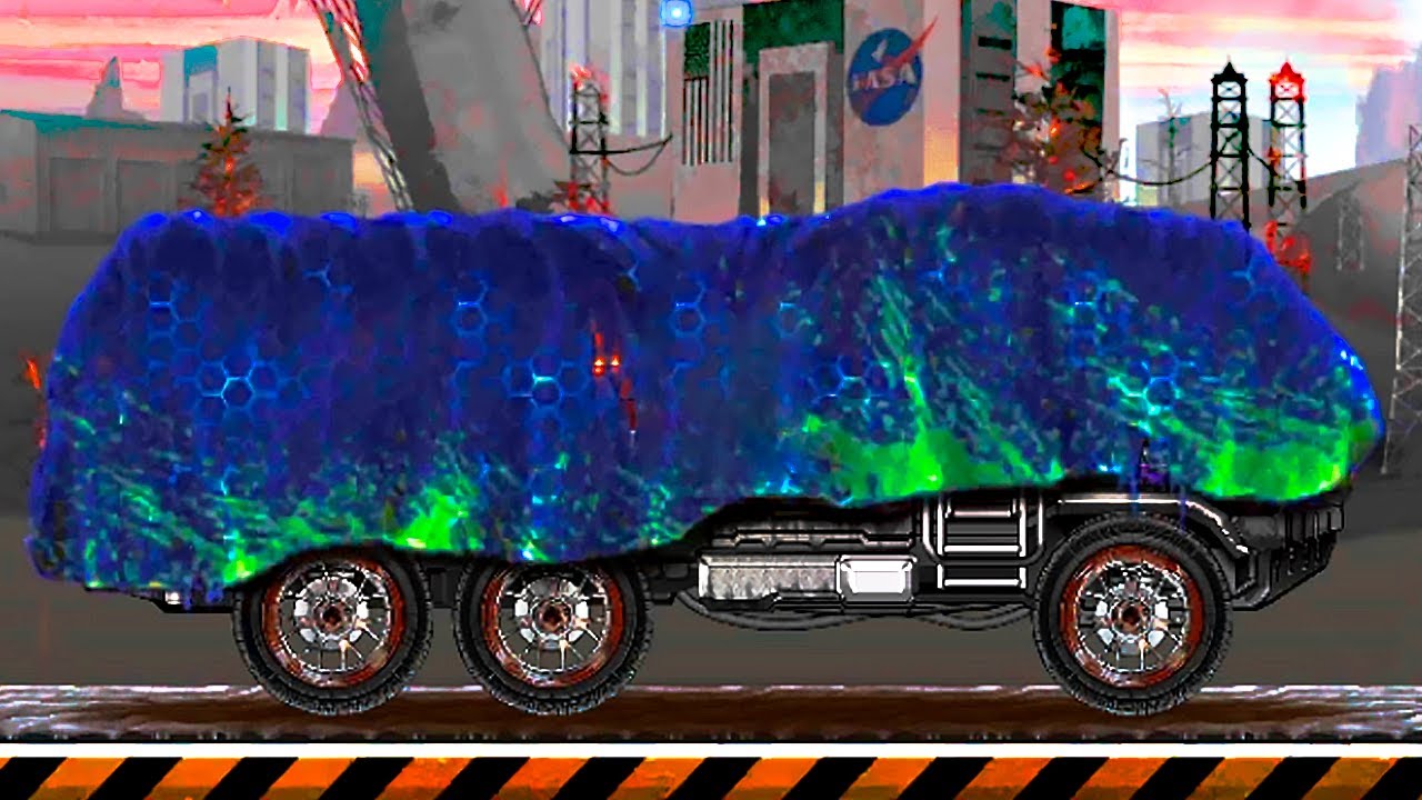 Обновление! Космический Грузовик в гонках Zombie Hill Racing! Спаси выживших от зомби, этап Космос