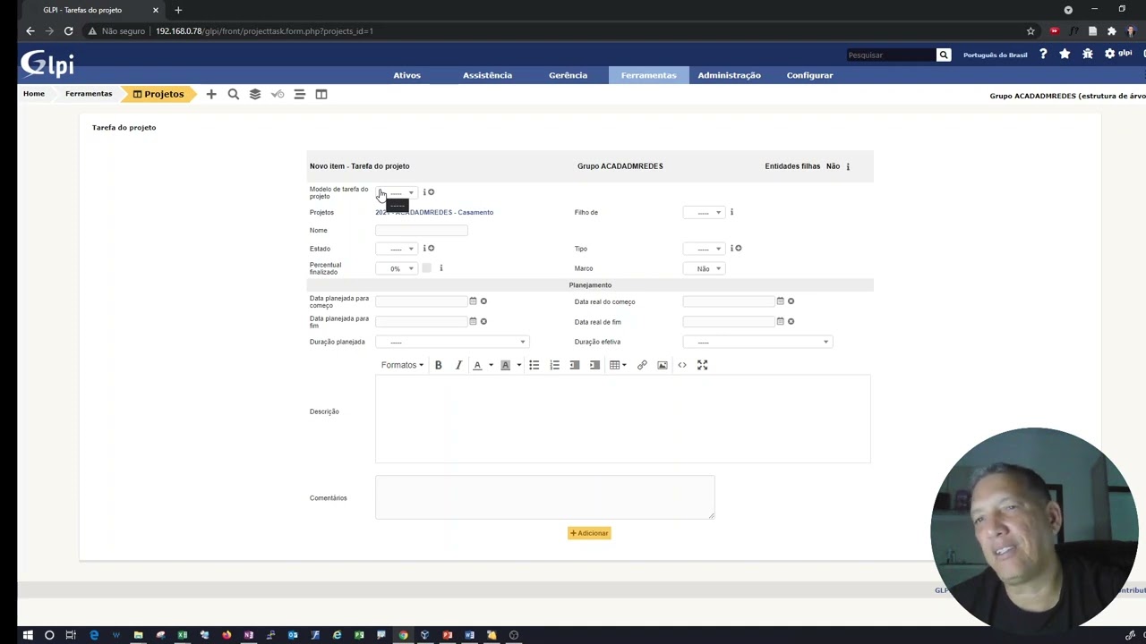 Gestão de Projetos no GLPI