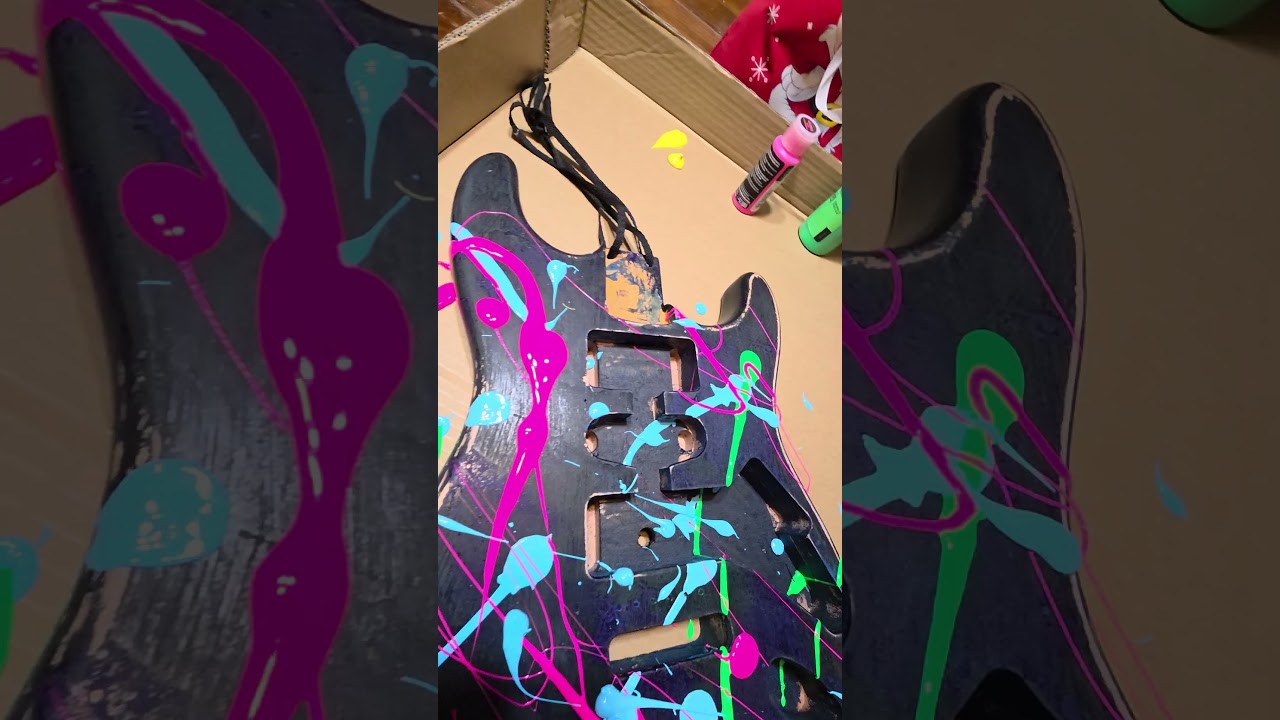 Guitar Kit project 80s Neon Splatter overfaded relic basecoat #infn8loop #painting #art