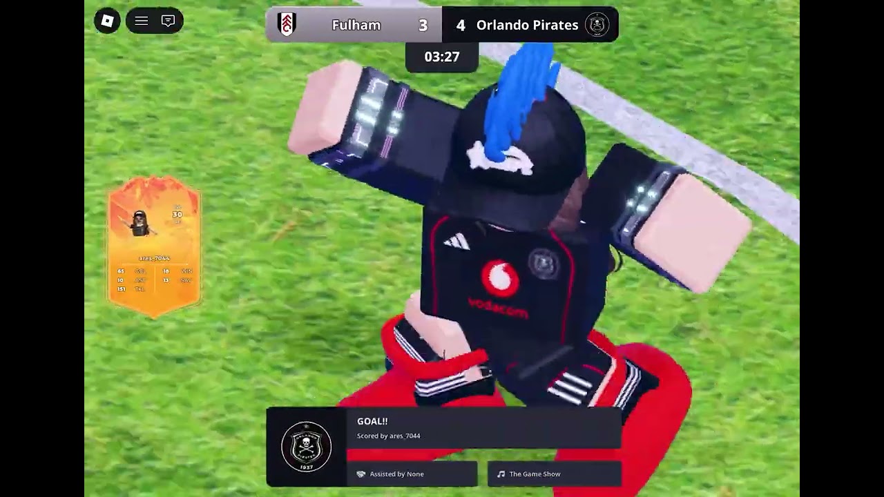 Playing soccer in Roblox