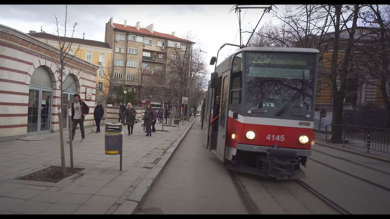 Bulgaria, Sofia, tram 22 ride from Центральни хали to бул. Вардар