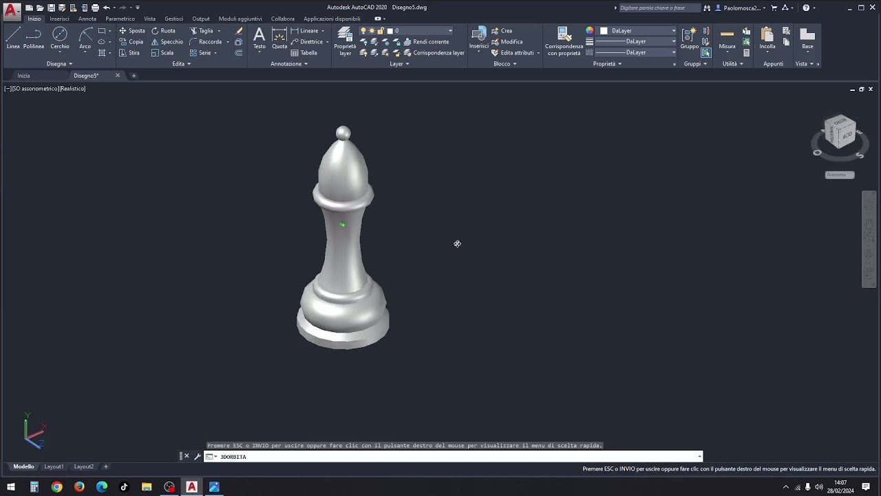 Dal disegno all'oggetto reale - Autocad + Stampa 3D - ALFIERE SCACCHI - Prof. Paolo Mosca (PARTE 1)