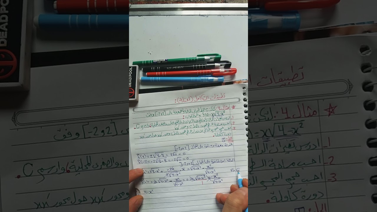 (8) كيفية رسم الدالة ب 3 خطوات في المثال الرابع من أمثلة الحجم بتطبيقات التكامل .