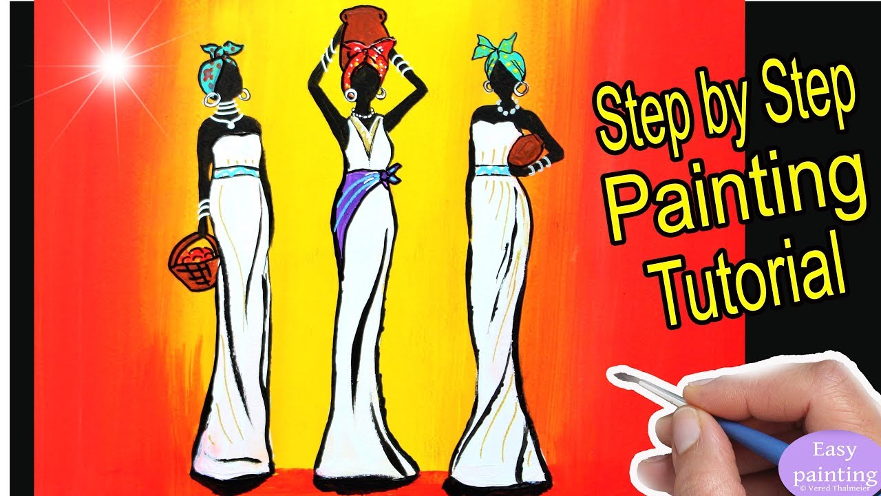 How to paint AFRICAN WOMEN. Africa Art Painting Tutorial Step by Step in acrylic for beginners