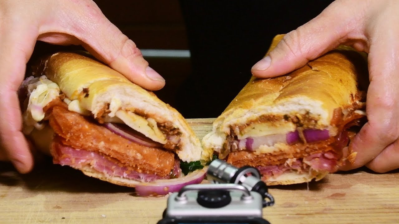 ASMR 4x MEAT MONSTER SANDWICH ( Crunchy Eating Sounds ) No Talking | Nomnomsammieboy
