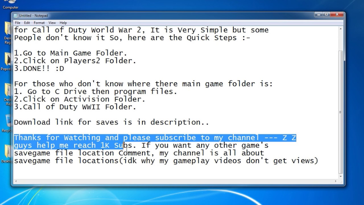Call of Duty WW2 Real Save Game File Location 100% Working HD