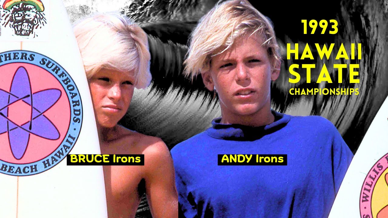 Чемпионат штата Гавайи по серфингу 1993 года. Энди, Брюс. Основные моменты + очень молодой JOB.