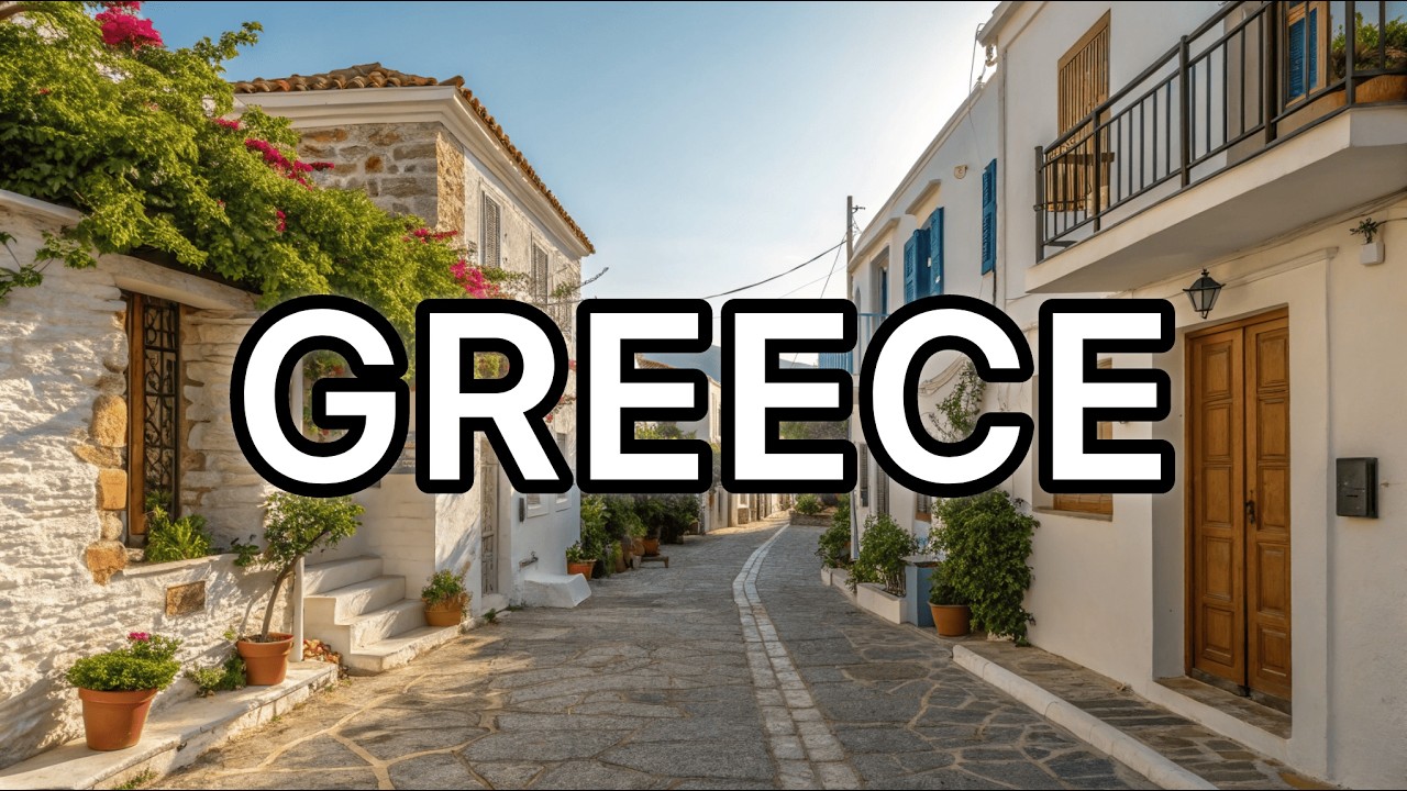 GREECE 4K Walking Tour 🇬🇷 | Quiet Greek Town, Sea & Mountain Views | Real Ambient Sounds