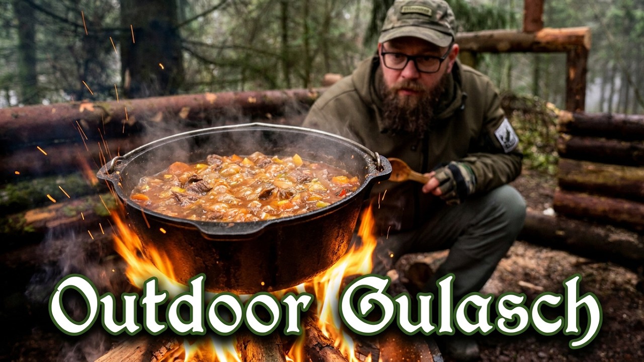 RINDERGULASCH Test - Kochen über Holzfeuer - Perfekter Outdoor Gulasch von Heimatproviant unterwegs?