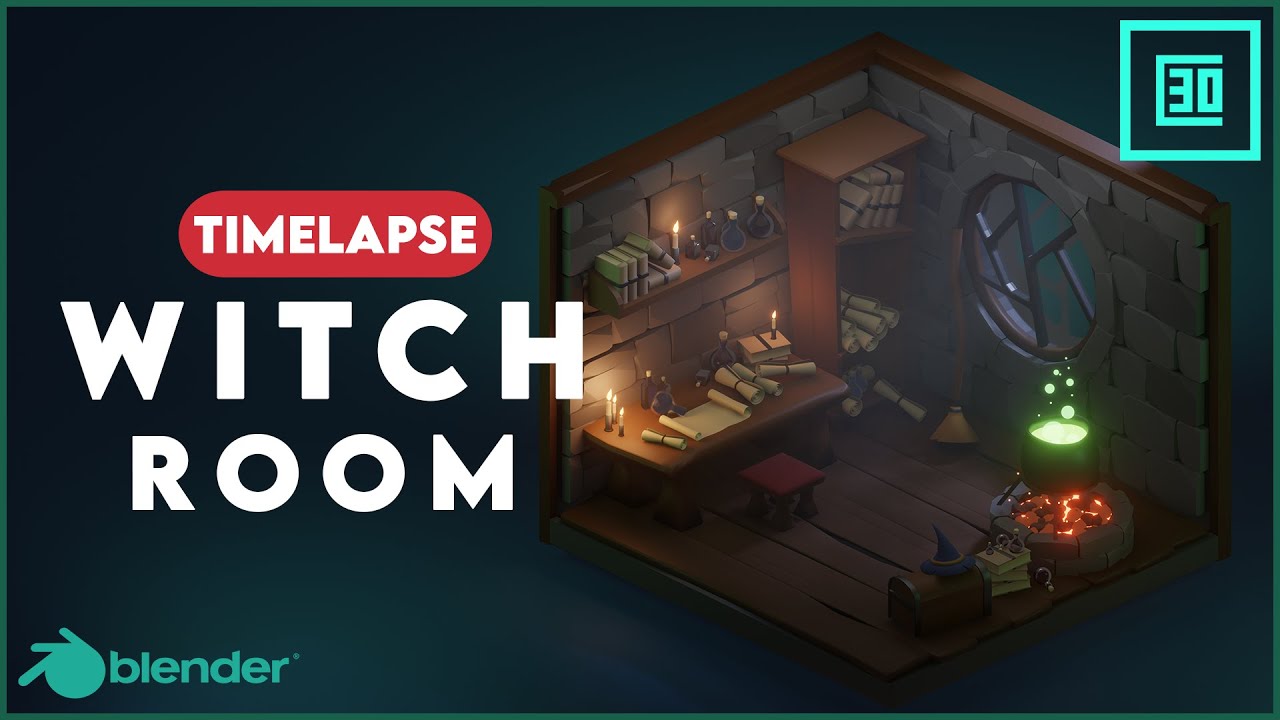 Low Poly Witch Room Modelling Timelapse Tutorial | Blender 3.0 Eeve | Capuccino 3D