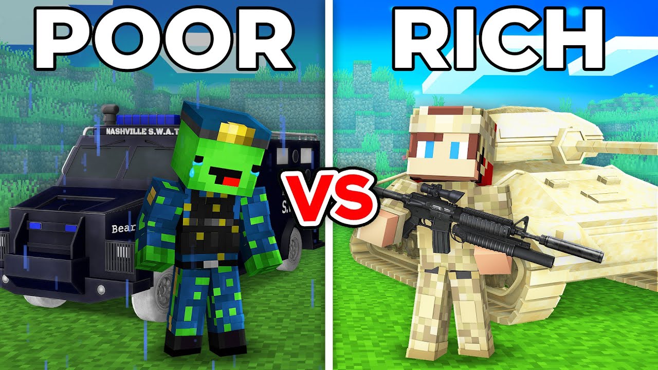 Poor Mikey S.W.A.T vs Rich JJ MILITARY Survival Battle in Minecraft ? (Maizen)