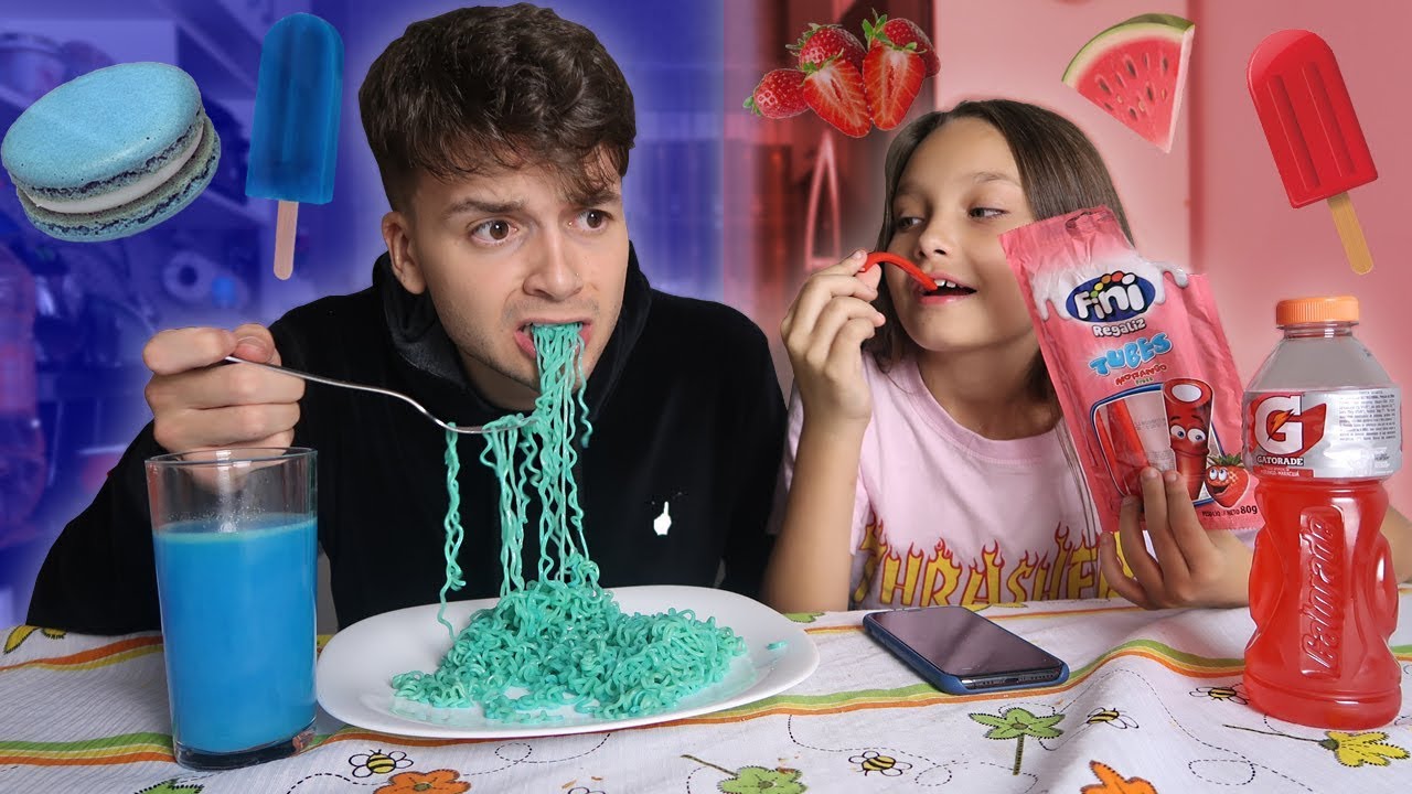 24 HORAS s&oacute; COMENDO COMIDA AZUL vs VERMELHA