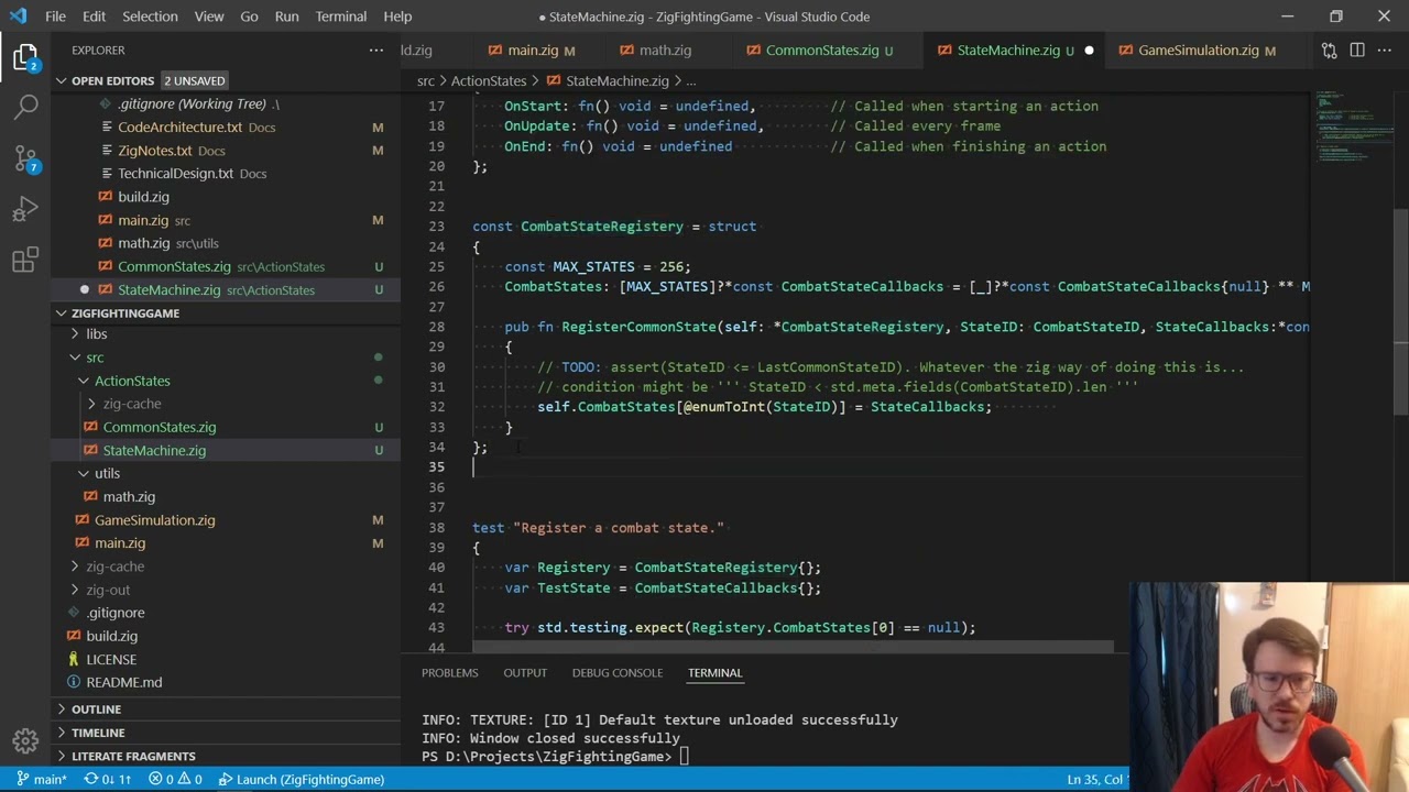 Zig Fighting Game  - Character Action State Machine Implementation Part 2