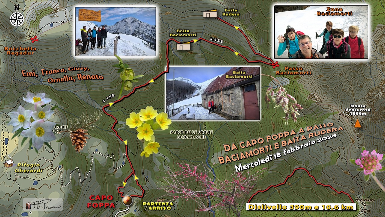 07/'26 - DA CAPO FOPPA A PASSO BACIAMORTI E BAITA RUDERA (18 febbraio 2026)