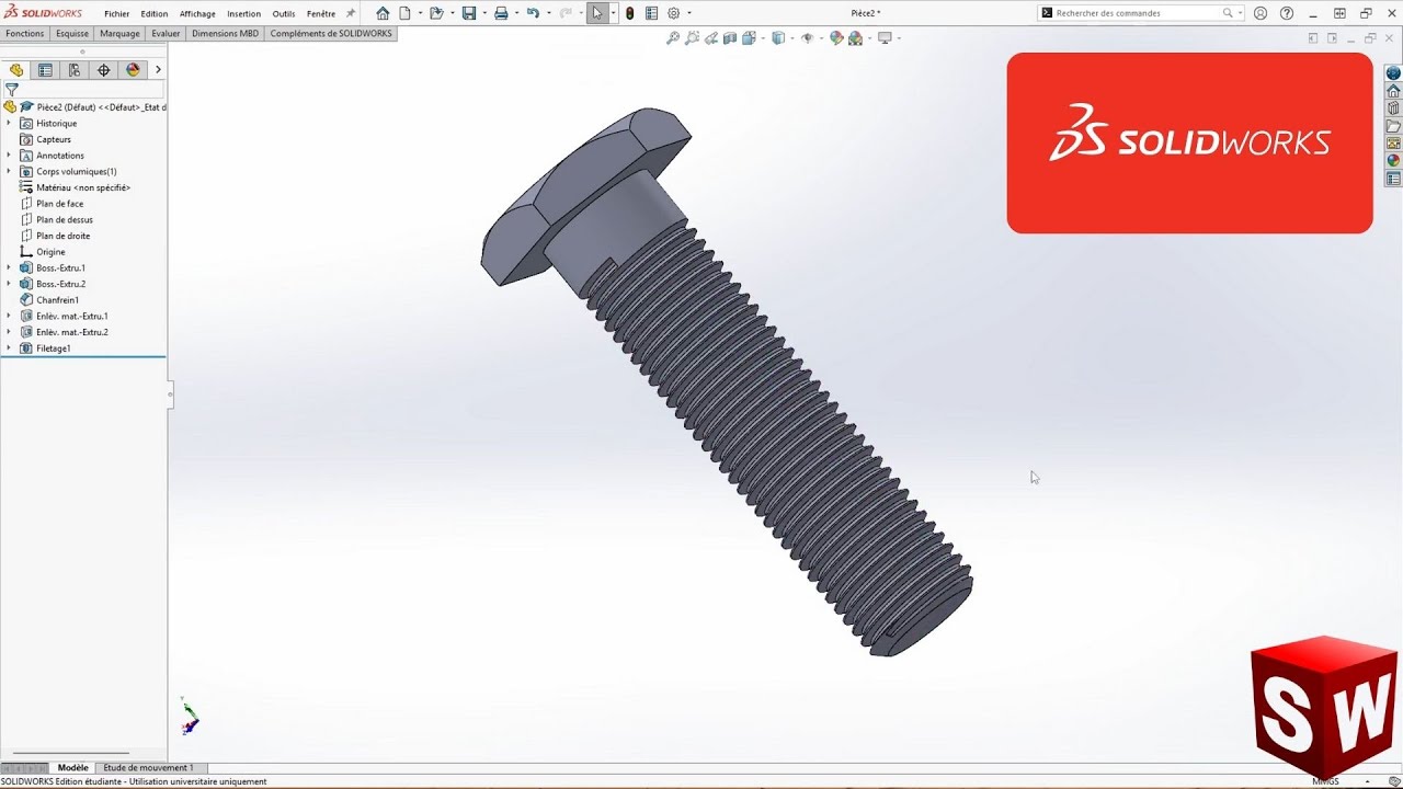 COMMENT FAIRE UNE VIS AVEC SOLIDWORKS [TUTO FACILE]