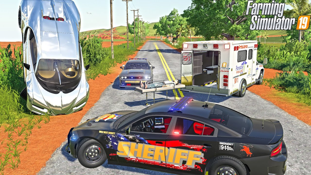 $2,000,000 BUGGATI CHIRON POLICE CHASE (CRASH) | FARMING SIMULATOR 2019