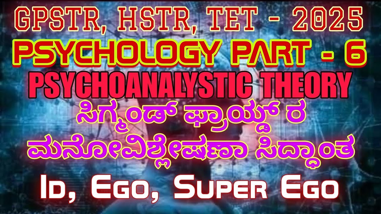 GPSTR / HSTR / KAR-TET |ಮನೋವಿಶ್ಲೇಷಣಾ ವಿಧಾನದ|ಸಿಗ್ಮಂಡ್ ಫ್ರಾಯ್ಡ್ ರ ಮನೋವಿಶ್ಲೇಷಣಾ ಸಿದ್ಧಾಂತ