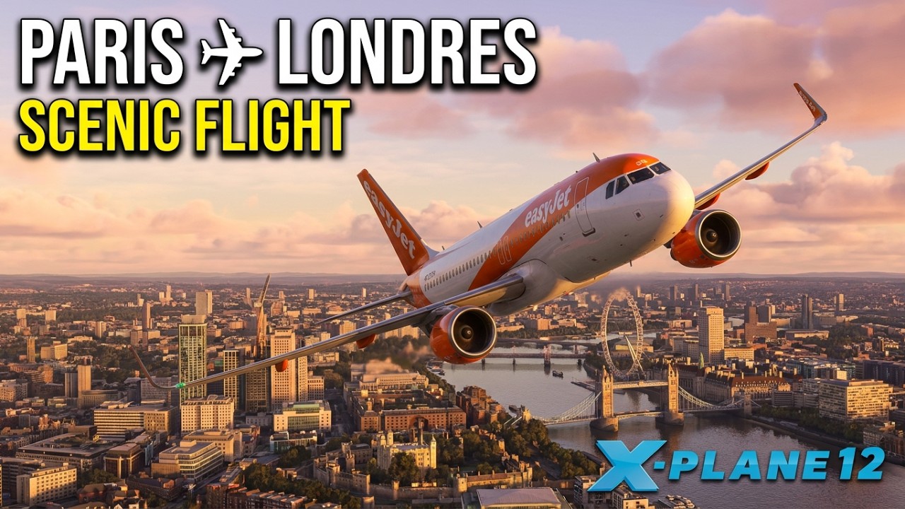 Vol Paris ✈ Londres - X-Plane 12 : Paysages Spectaculaires ! 😱