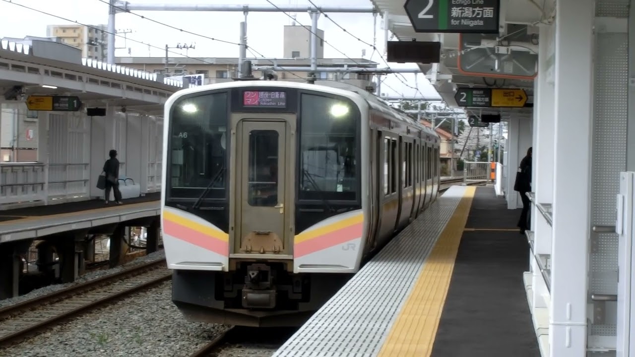 E129系　A6編成　ワンマン・新潟経由豊栄行　上所駅到着・発車