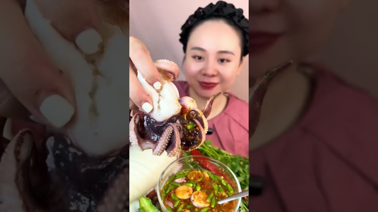 Mời mọi người Mukbang Mực Hấp Cuốn Rau Muống Chấm Mắm Nêm, Mực Sốt Thái,Mực Trứng Hấp với em nghen