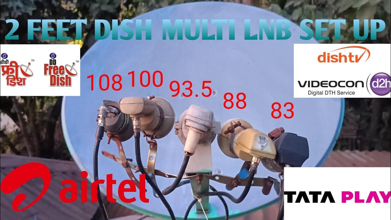 DD free dish ke sath ku band multi lnb setup||2 feet dish antena || 83+88+93.5+100+108 all multi lnb