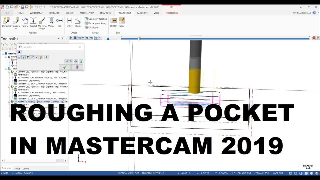 ЧЕРНОВАЯ ОБРАБОТКА КАРМАНА В MASTERCAM 2019