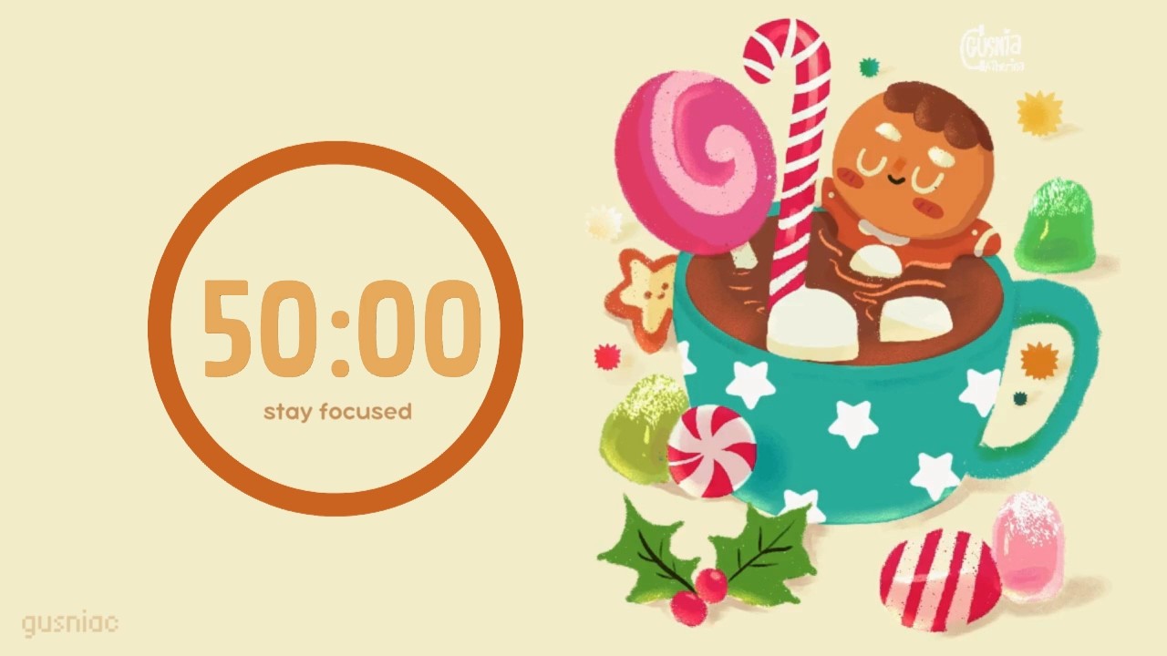 Study With Me ❄️ | Pomodoro 50/10 x 4 | Gingerbread, Fireplace, No Mid Ads