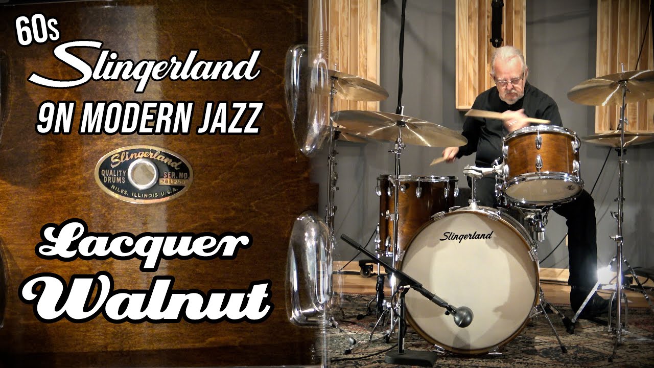 60s SLINGERLAND 9N Modern Jazz Drum Set - Lacquer Walnut