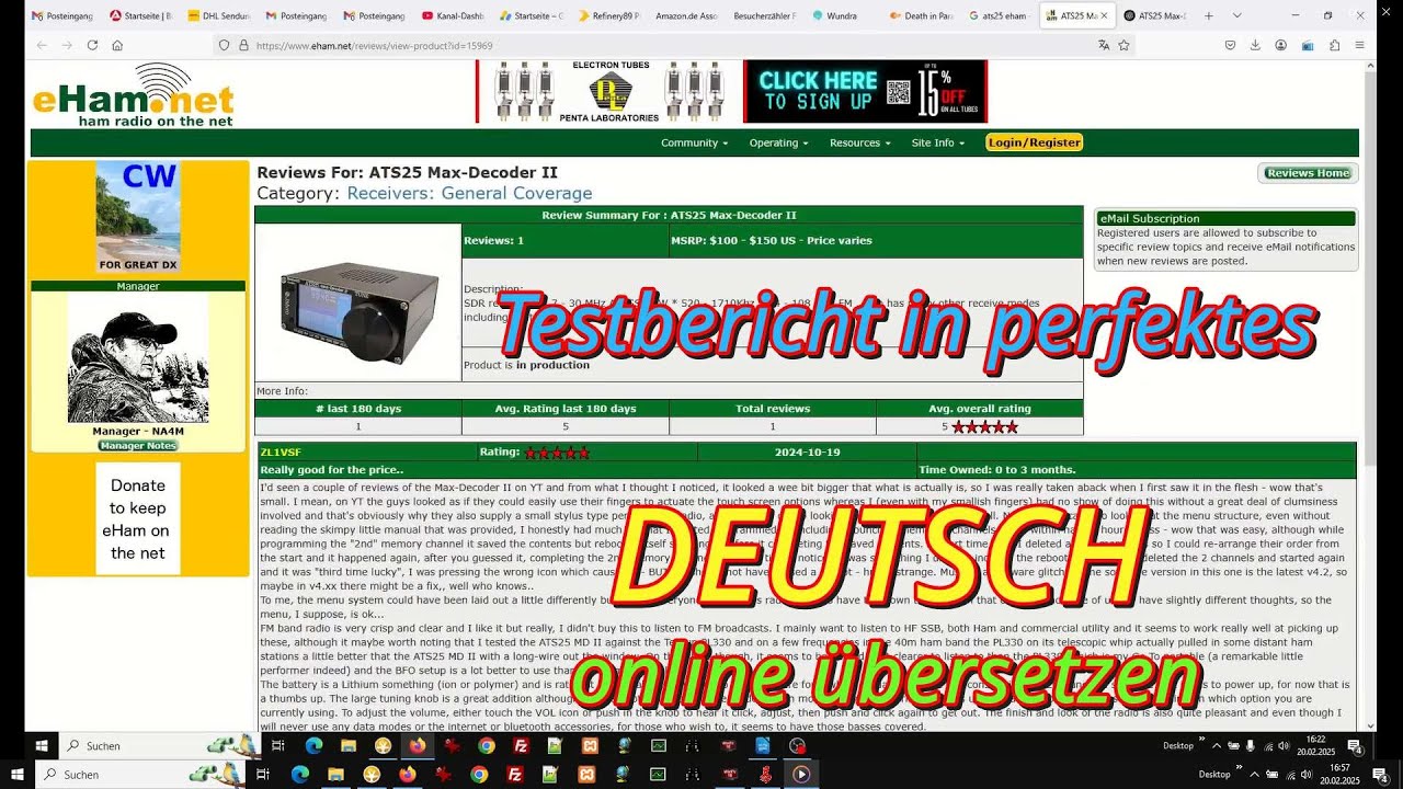 Testberichte und Anleitungen in perfektes DEUTSCH kostenlos online Übersetzung ► Anleitung Beispiel