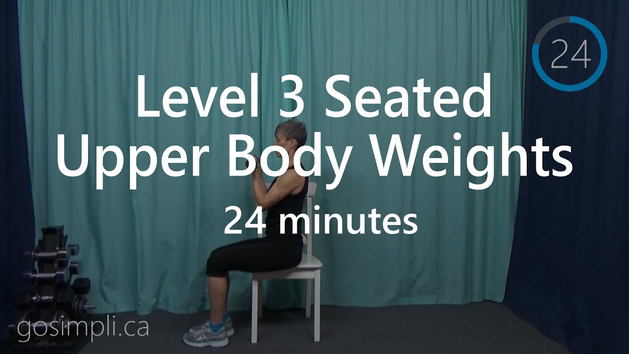 Level 3 Seated Upper Body Weights; Upper Body Chair Workout with Dumbbells Apartment Friendly