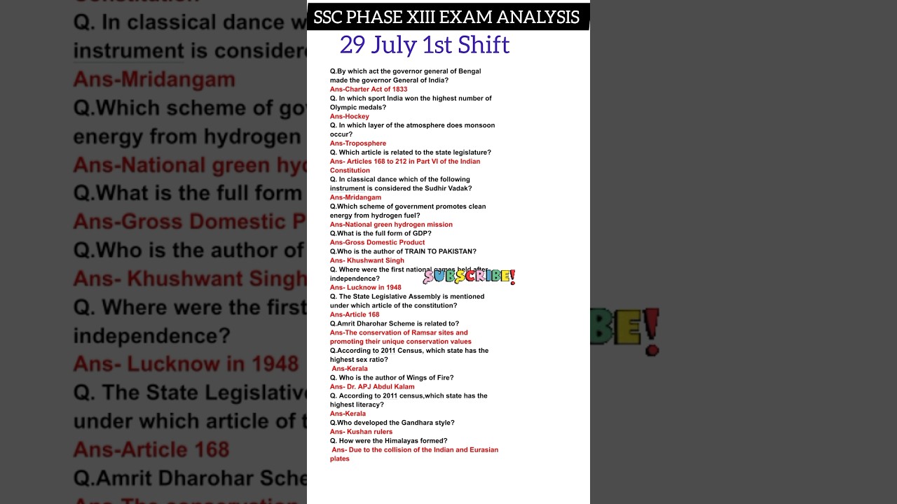 SSC PHASE 13 EXAM ANALYSIS 2025|29 July 1st Shift|SSC PHASE 13 EXAM ANALYSIS Today#ssc#shorts#yt#gk