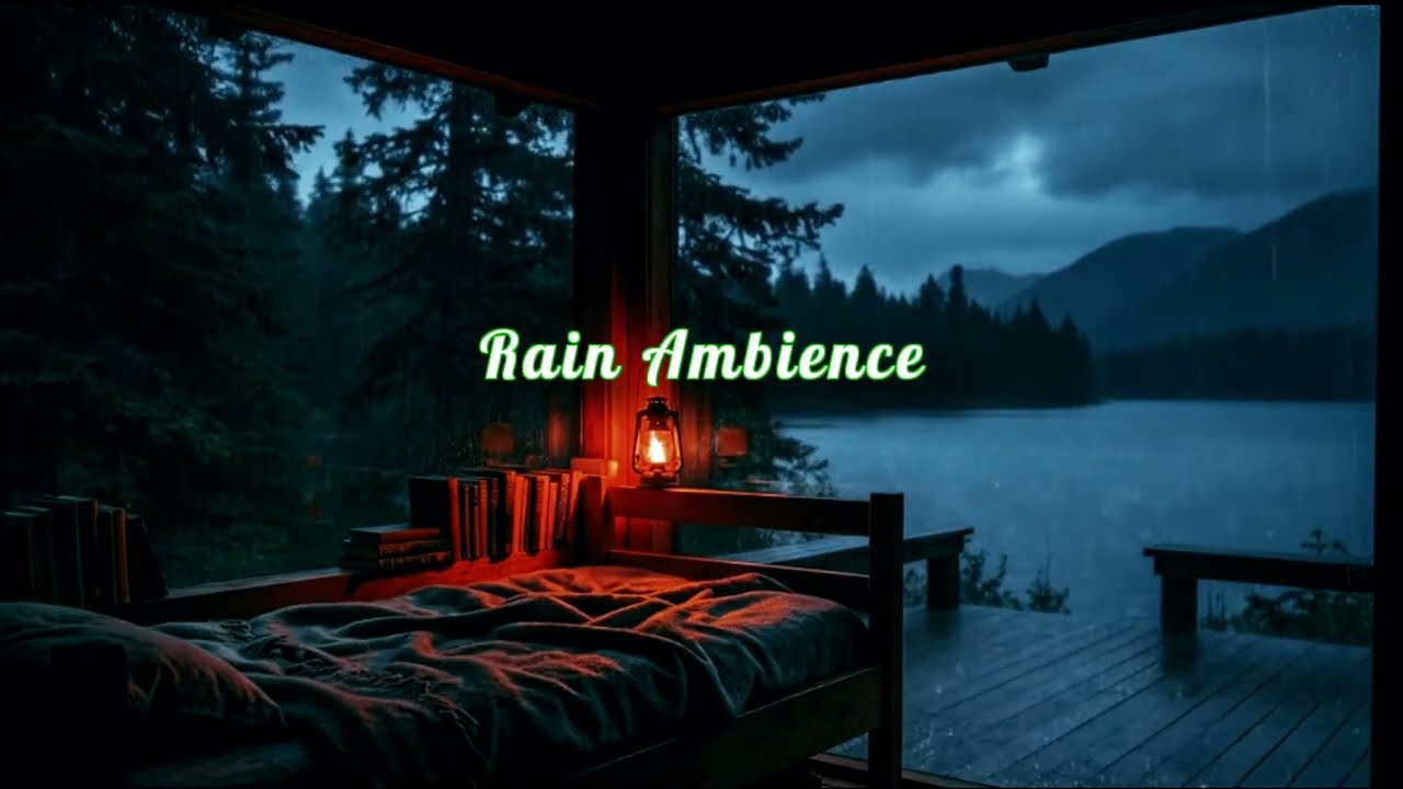 Deep Sleep Rain Sounds 🌧️ Night Lake View with Mountains | Ultimate Relaxation