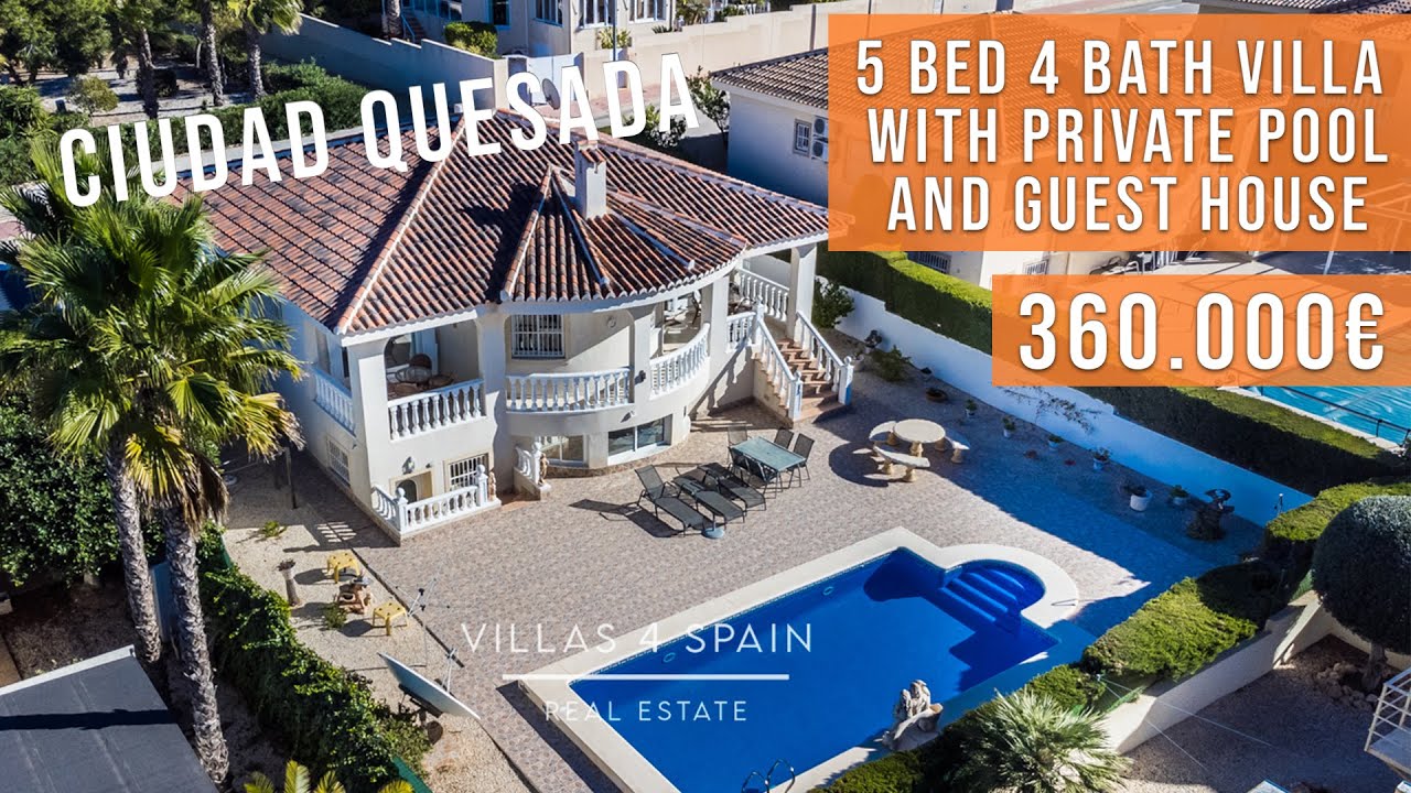 5 Bedroom 4 Bathroom villa with private pool and guest house in Ciudad Quesada, Alicante