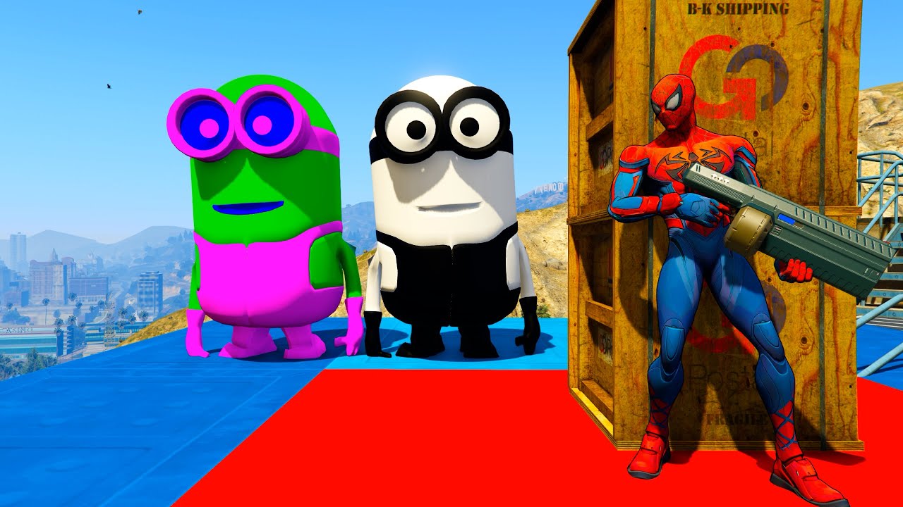 GTA 5 Funny Ragdoll Spiderman vs Blue Minion Epic Episode #25