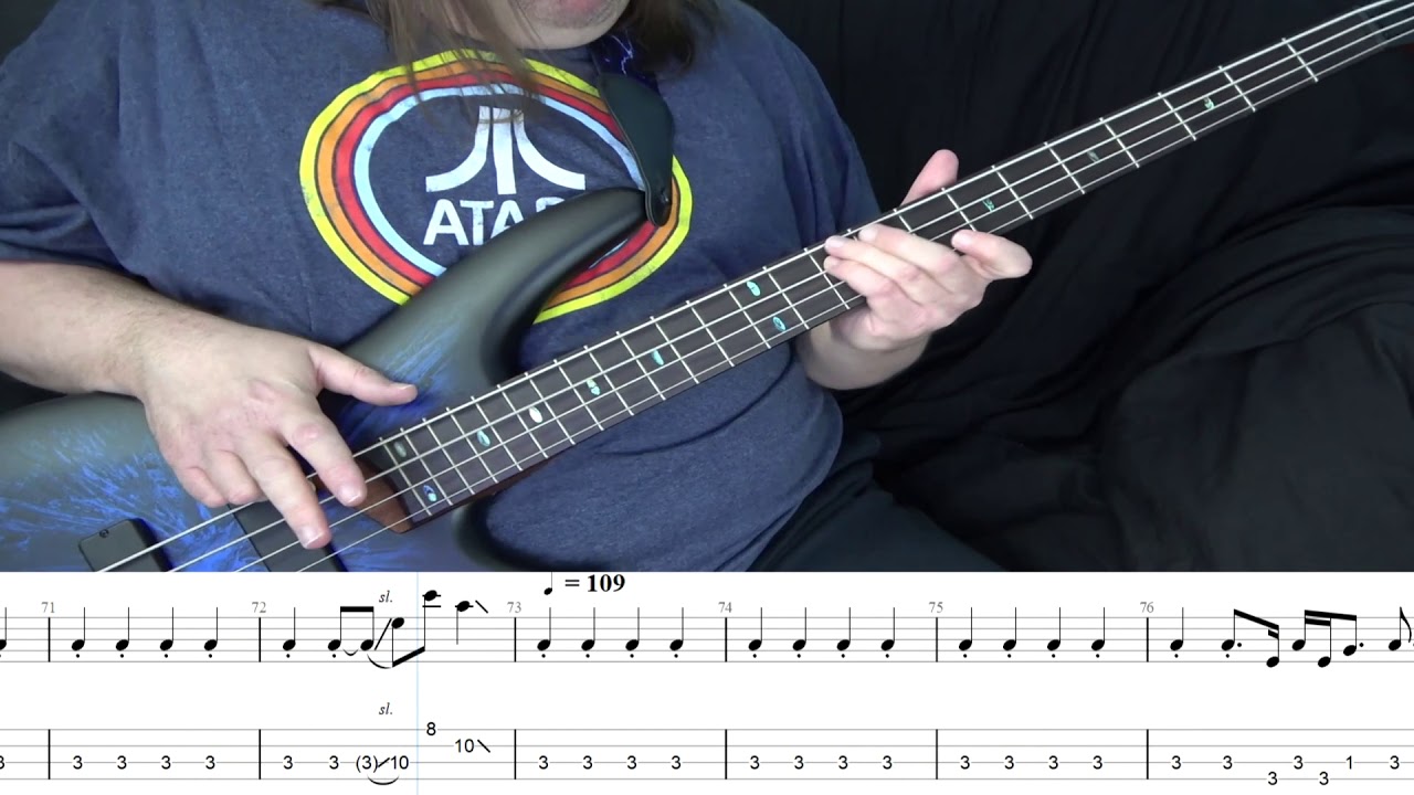Eye of the Tiger Bass Tab with on-screen performance