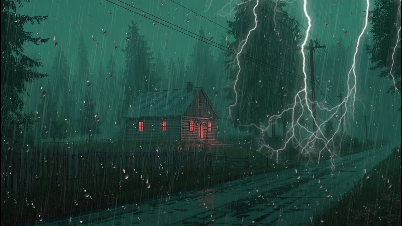 Peaceful Night Rain 🌙 Calm Thunderstorm Ambience to Relieve Stress and Sleep Instantly,