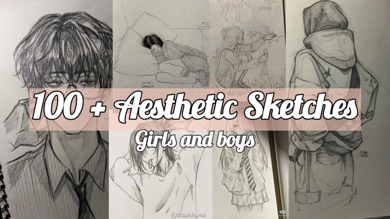 100 + Aesthetic sketches drawing ideas inspiration 2 in 1 girls and boys only #Aesthetic #drawing 