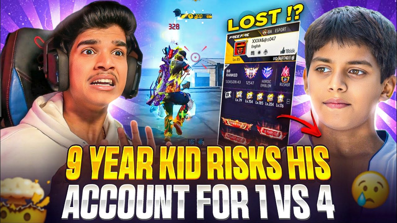 9 YEAR KID🤬 RISK HIS ACCOUNT 😱 | 1 VS 4🔥 | HE LOST??😭 | FREE FIRE IN TELUGU 🇮🇳 #DFG #FreeFire