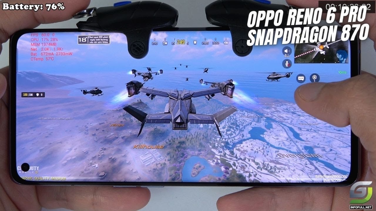 Oppo Reno 6 Pro 5G test game Call of Duty Mobile Ultra 90 FPS CODM | Snapdragon 870, 12GB RAM