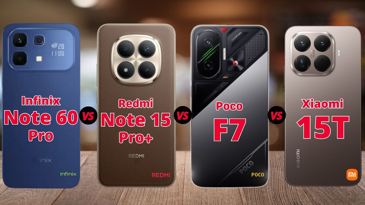 Infinix Note 60 Pro vs Redmi Note 15 Pro Plus vs Poco F7 vs Xiaomi 15T