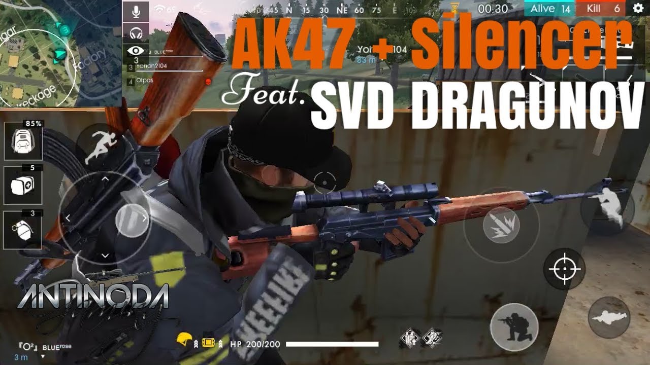 AK47 with Silencer Feat.  SVD Dragunov Gameplay -  Free Fire Battleground