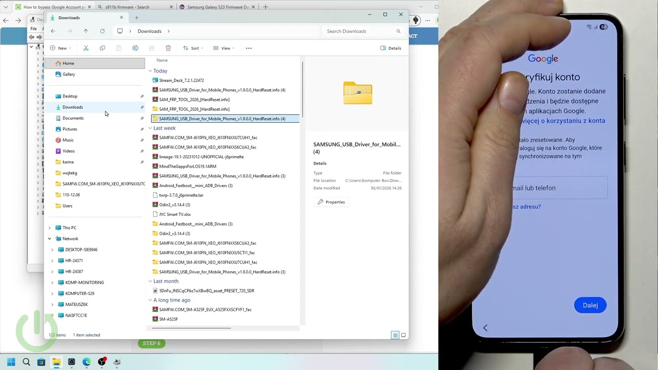 SAMSUNG Galaxy S23 – Jak ominąć blokadę konta Google (FRP) (Android 16)