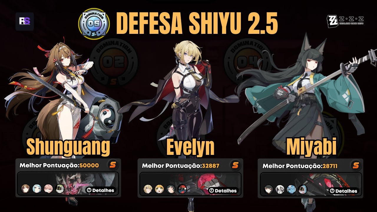 Shun­guang M2W1 / Evelyn M0W1 / Miyabi M5W1 | Defesa Shiyu 🔥 Zenless Zone Zero 2.5 | Stage 5 Rank S+