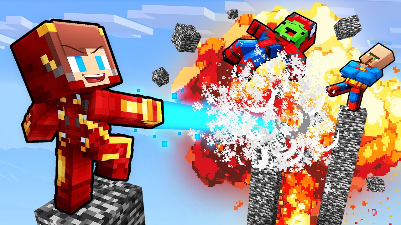 Mikey vs JJ Superhero Pillar Survival Battle in Minecraft (Maizen)